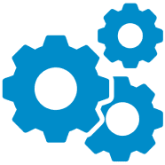 Blue gears on a black background.